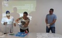 Aula de boas práticas em manipulação de alimentos durante o curso Empreendedorismo em comidas regionais de milho. Imagem cedida pela equipe (2022)